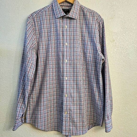 NWOT Banana Republic Men's Long-sleeve Classic Fit Button-down: Pastel plaid: Lg - Picture 2 of 7